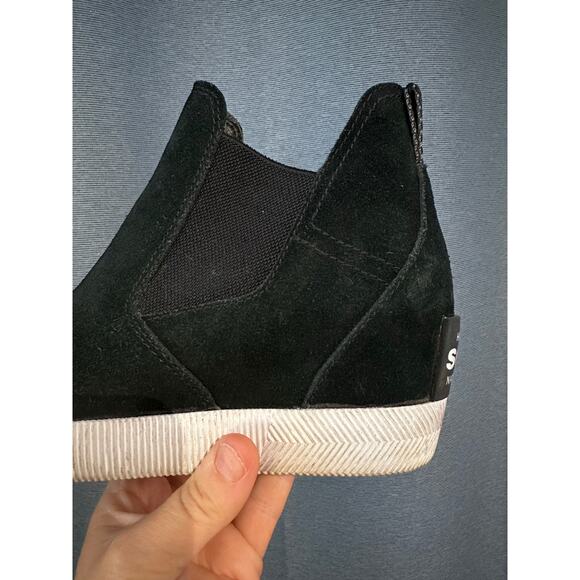 Sorel Out N About Slip On Wedge Bootie Size 6 Black Waterproof Suede Ankle Boots - Picture 4 of 8